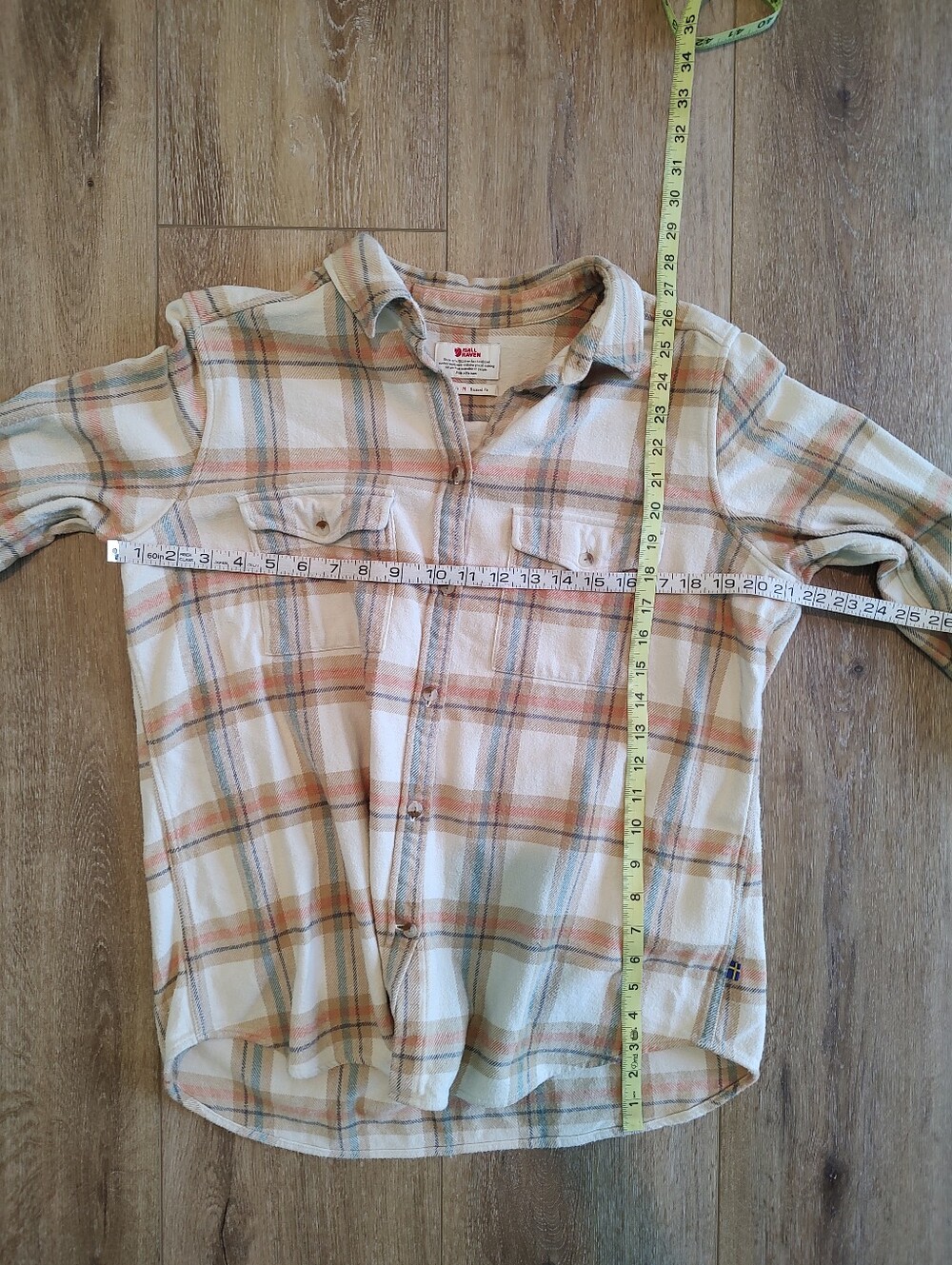 Fjallraven Ovik Heavy Flannel Relaxed Fit Shirt Women’s Gorpcore Cream Orange M - Picture 14 of 16
